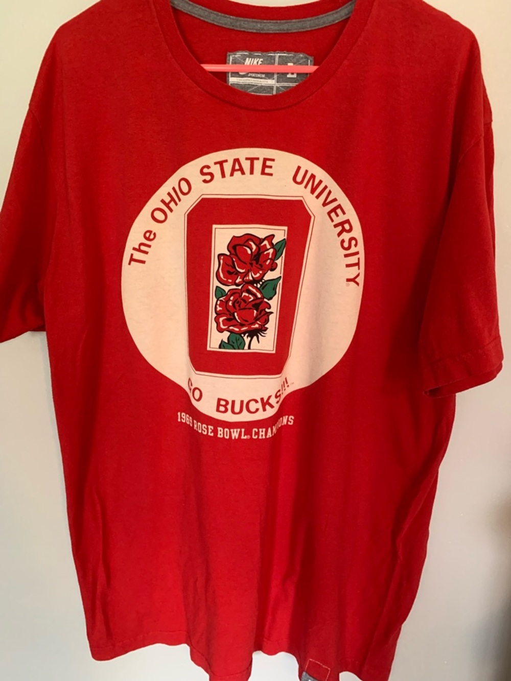Nike The Ohio State University Rose Bowl 1969 Red Graphic Tee, size Large